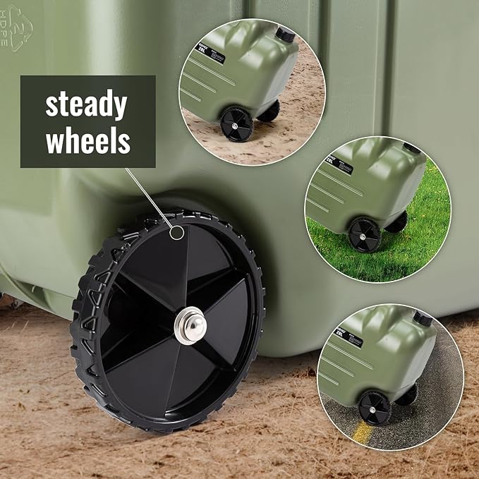 7.4 Gallon Water Jug With Wheels & Folding Handle, Portable Water Container, Rolling Wheel Water Storage Tank For Hiking Camping
