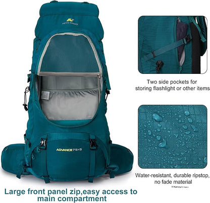N NEVO RHINO Internal Frame Hiking Backpack 50/60/65/70/80L, Mountain Climbing Camping Backpack Daypack Waterproof Rain Cover