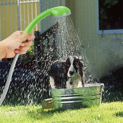 Portable Camping Shower, Outdoor Shower Head, Shower Pump, Rechargeable Battery, USB Charging Line, Pumps Water from Bucket, for Hiking, Pet Cleaning and Shower, Car Washing