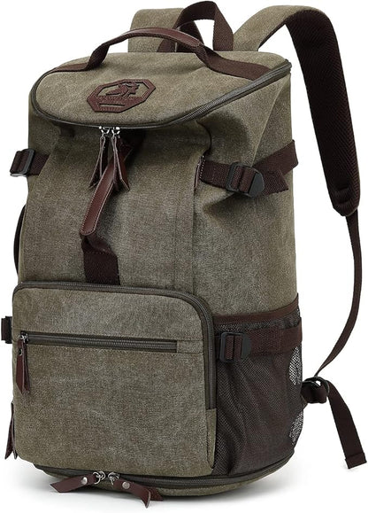 Gym Duffle Bag Backpack 4-Way Vintage canvas with Shoes Compartment for travel Sport Hiking laptop (Vintage green) X-Large