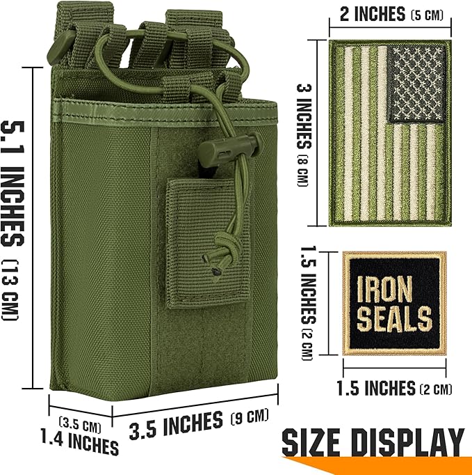 IronSeals 2 Pack Tactical Molle Adjustable Interphone Storage Bag Outdoor Sports Radio Pouch for Two Ways Walkie-talkie