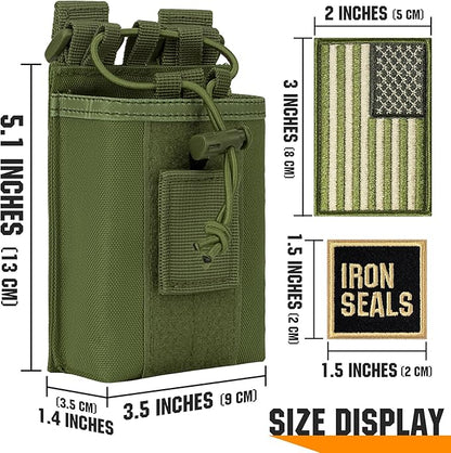 IronSeals 2 Pack Tactical Molle Adjustable Interphone Storage Bag Outdoor Sports Radio Pouch for Two Ways Walkie-talkie