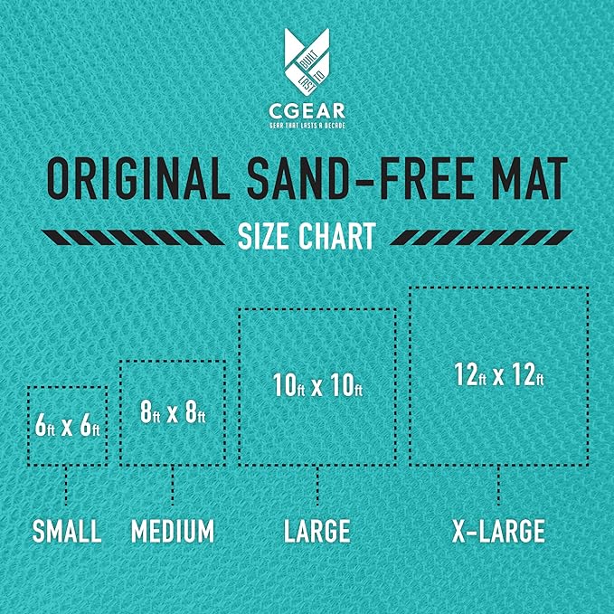 CGEAR Original Sand-Free Outdoor Rug Camping Mat - Water-Resistant & Anti-Fade Material - Military-Grade - Reversible Design - Area Rug for Beach, RV, & Picnics - includes Travel Bag
