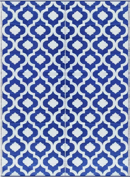 BalajeesUSA Outdoor Rug - 2 PK 5x7 Blue, Reversible Recycled Plastic Straw Outdoor Patio Rugs Clearance Waterproof Large RV Camper Mats 491