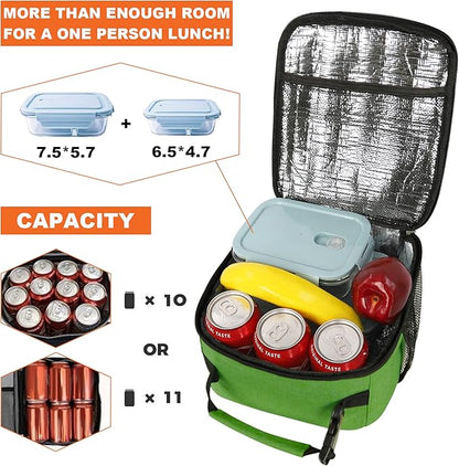 Femuar Lunch Box for Men Women Adults Small Lunch Bag for Office Work Picnic - Reusable Portable Lunchbox, Dark Green