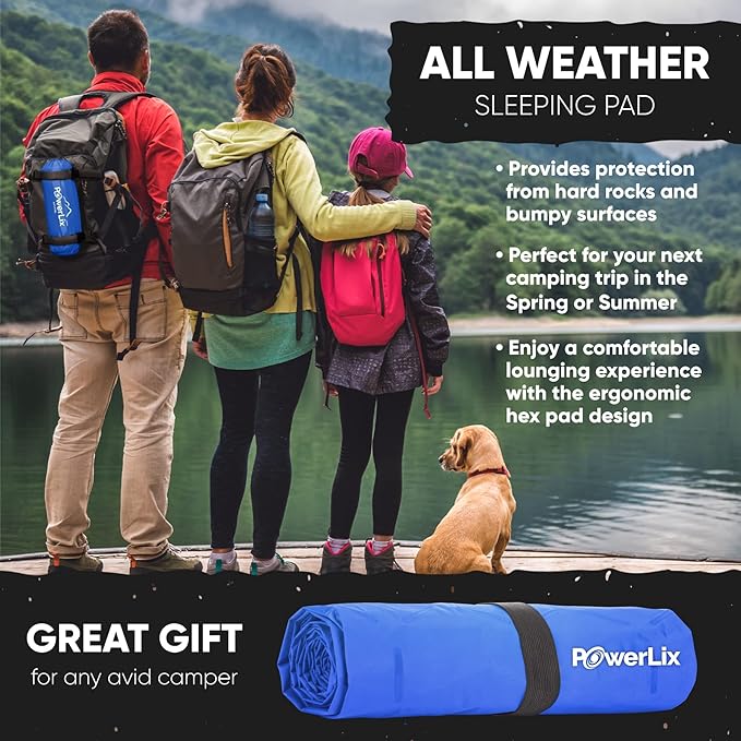 POWERLIX Ultralight Sleeping Pad for Camping with Inflating Bag, Carry Bag, Repair Kit – Compact Lightweight Camping Mat, Outdoor Backpacking Hiking Traveling Airpad Camping Air Mattress