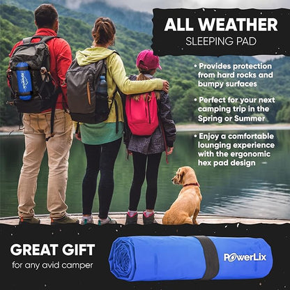 POWERLIX Ultralight Sleeping Pad for Camping with Inflating Bag, Carry Bag, Repair Kit – Compact Lightweight Camping Mat, Outdoor Backpacking Hiking Traveling Airpad Camping Air Mattress