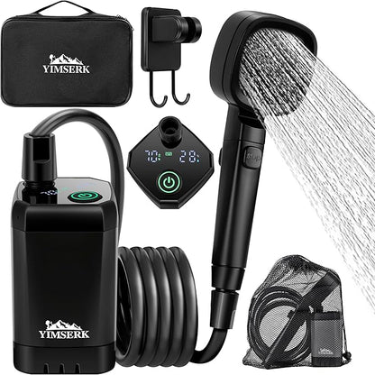 7800mAh Portable Shower for Camping, Rechargeable Electric Outdoor Shower Kit with Handbag, Filtered Shower Head, IPX7 Waterproof Shower Pump for Camp, Hiking, Car Washing, Pet Bath