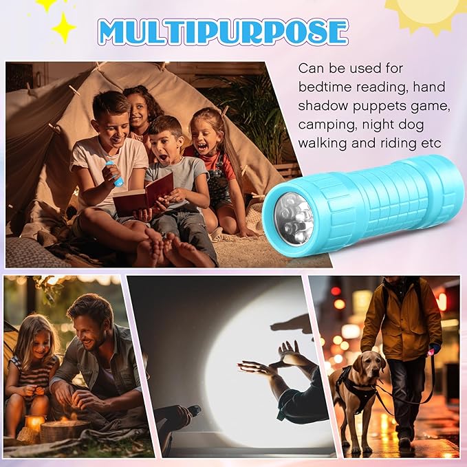48 Mini Flashlights Bulk for Kids Small Assorted Colors Handheld LED Flashlights with Lanyard for Party Favor, Night Reading, Emergency, Camping(Cute)