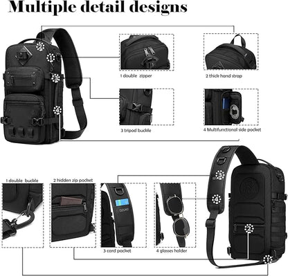 OZUKO Tactical Backpack Chest Sling Bags for Men, Waterproof Crossbody Shoulder Daypack for Outdoor Walking Hiking Trekking (Dark gray)