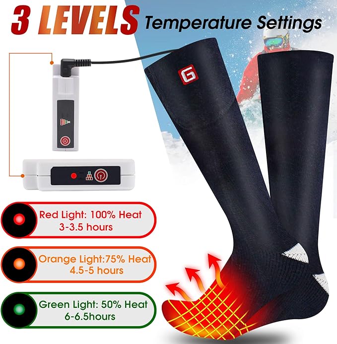 SVPRO Electric Heated Socks Men Women Rechargeable Heating Socks Washable Battery Thermal Foot Warmer Socks Winter Warm Socks