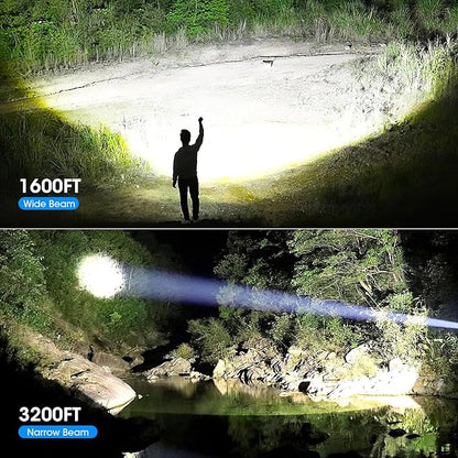 Flashlights 990,000 High Lumens 2 Pack, Super Bright LED Rechargeable Flashlight, 5 Modes, IPX7 Waterproof Flah Light for Emergencies, Camping