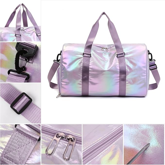 Yaopeing Gym Bag with Shoes Compartment,Sports Duffle Bag for Girls,Waterproof Travel Gym Tote Bags for Women,Purple