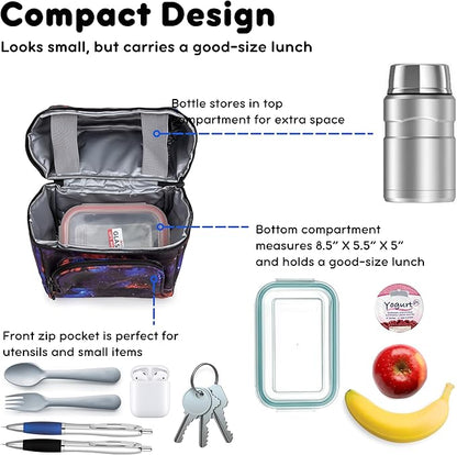 J World Corey Kids Lunch Bag. Insulated Lunch-Box for Boys Girls, Galaxy