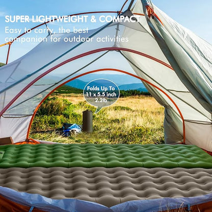 MEETPEAK Extra Thickness 5 inch Inflatable Sleeping Pad for Camping, Ultralight Compact Camping Sleeping Mat Built-in Pump, Portable Camping Air Mattress for Tent Hiking Backpacking Traveling