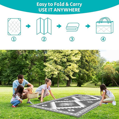 HEBE Outdoor Rug 5'x8' for Patios Clearance Waterproof Patio Mat Plastic Straw Rug Reversible RV Camping Tent Rug Outside Indoor Outdoor Area Rugs for RV,Deck,Beach,Balcony,Camper