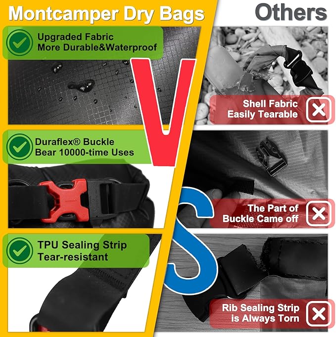 Waterproof Dry Bag-Upgraded Tear-resistant CORDURA Fabric-Durable&Lightweight Roll Top Dry Sack with Survival Whistle-Perfect for Hiking, Camping, Kayaking&Beach-Float on Water(35L/Orange)