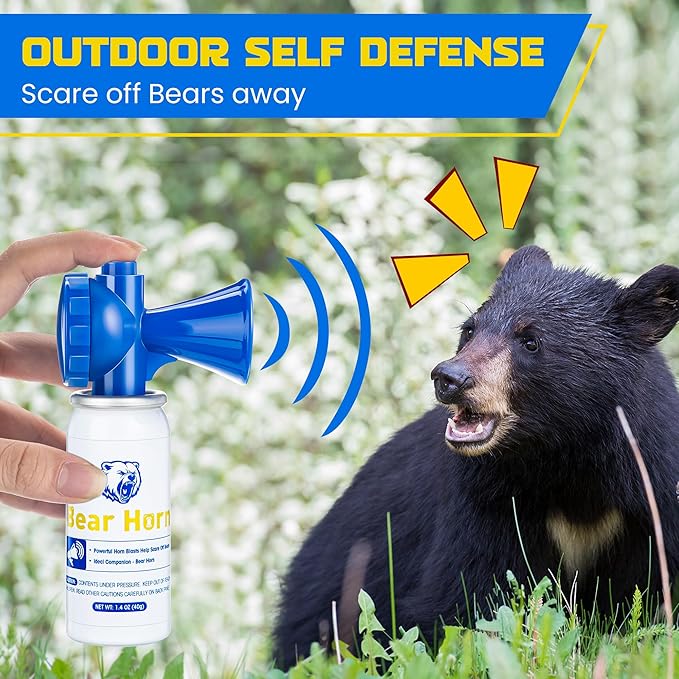 2 Pack 1.4oz Bear Horn Self Defense, Loud Air Horn for Bears, 120dB Heard up to 1/2 Mile Away, Air Horns for Safety for Wild Animals, Bear Alarm Scare Bears, Ideal for Hiking