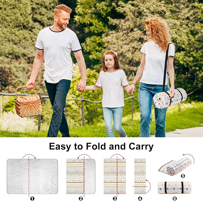 ICOSY Large Picnic Outdoor Blankets, 78" x 59" Beach Camping Blanket Waterproof Sandproof Picnic Camping Mat Camping Gear Essentials