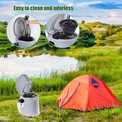 Portable Toilet, Adult and Child Toilet, 5.3 Gallon Mobile Toilet Bucket, Camping and Rv Toilet, Suitable for Camping, Hiking, Rv, Boat, Bedroom