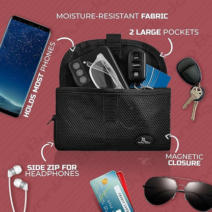 Running Buddy Magnetic Buddy Pouch, Beltess, Chafe and Bounce Free, Runners Fanny Pack, Phone Holder, Great for Running, Walking, Traveling & More, for Men & Women - 6-3/4” L x 4” W - Black and Pink