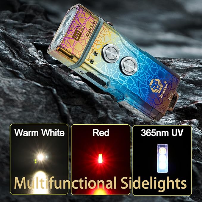 RovyVon E11 Pro Titanium Pocket Flashlight Waterproof for Camping, Hiking, Everyday Carry(Dawn in The Dark)