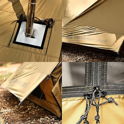 Hot Tent with Stove Jack – 4 Season Waterproof & Windproof Shelter for 1–4 People, Lightweight for Camping, Hiking, Hunting & Fishing
