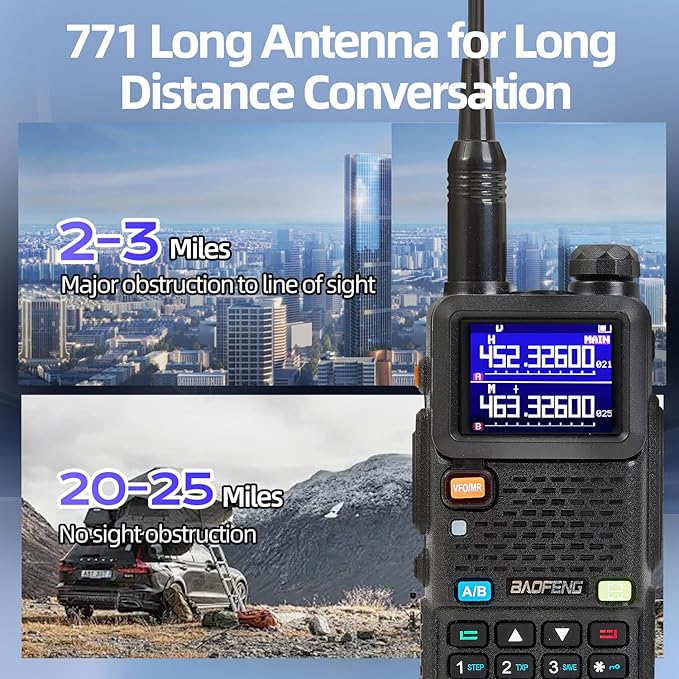 BAOFENG UV-5RM 10W Handheld Ham Radio Long Range, Portable Gmrs Radios with 2500mAh Type-C Charging Battery, Rechargeable 5RM Multi-Band Two Way Radio for Adults（2 Pack）
