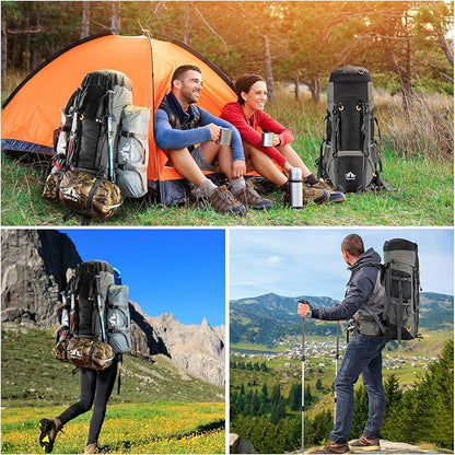 Night Cat Camping Backpacks 90L with Internal Frame Hiking Backpack for Men Women Waterproof Lightweight Breathable Outdoor Mountaineering Traveling