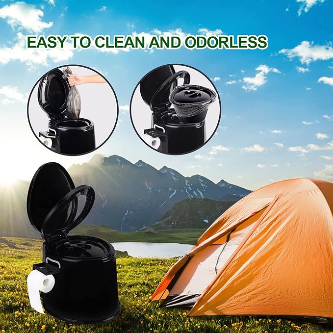 Portable Toilet, Adult and Child Toilet, 5.3 Gallon Mobile Toilet Bucket, Camping and Rv Toilet, Suitable for Camping, Hiking, Rv, Boat, Bedroom