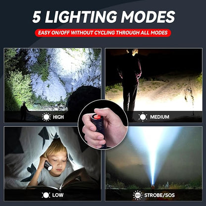 WdtPro LED Flashlight High Lumens SR2000 Pro - 2 Pack Brighter Tactical Flashlights with 5 Modes & Zoomable - Powerful Mini Flash Light for Emergency, Camping, Hiking