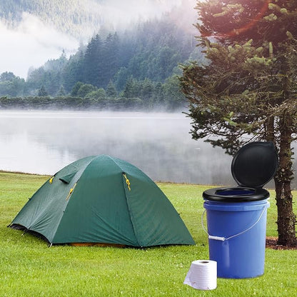 Bucket Toilet Seat with lid,5 Gallon Luggable Loo Bucket Toilet Seat-Portable Toilet Seat for Camping Toilet Bucket Outdoor Boating for Bucket Toilet Lid