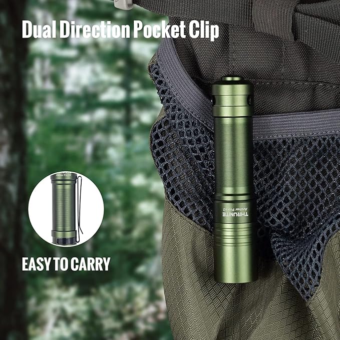 ThruNite Archer Pro V2 EDC Flashlight - 950 Lumens, USB-C Rechargeable, Tail Switch LED Penlight for Camping, Outdoor & Emergency - Cool White (Dark Green)