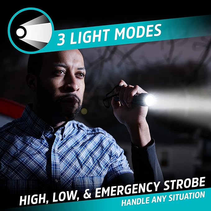 Energizer Rechargeable LED Flashlight X1000, Hybrid Power Capability, Ultra Bright 1000 Lumens, IPX4 Water Resistant, Rugged Aluminum Tactical LED Flash Light (USB Charging Cable Included)