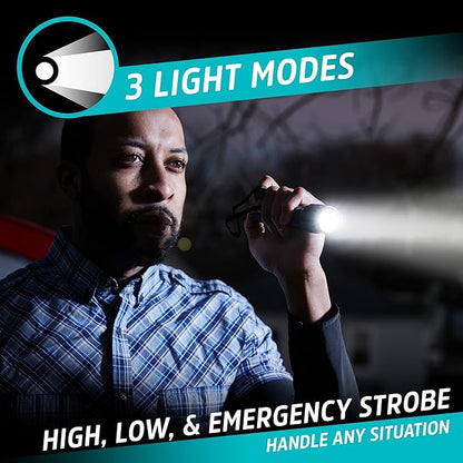 Energizer Rechargeable LED Flashlight X1000, Hybrid Power Capability, Ultra Bright 1000 Lumens, IPX4 Water Resistant, Rugged Aluminum Tactical LED Flash Light (USB Charging Cable Included)
