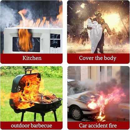 Fire Blanket 4 Pack for Home and Kitchen,4 Pack 40"x40" Flame Suppression Fiberglass Fire Blankets for House Camping Car Office Warehouse Emergency Survival Safety