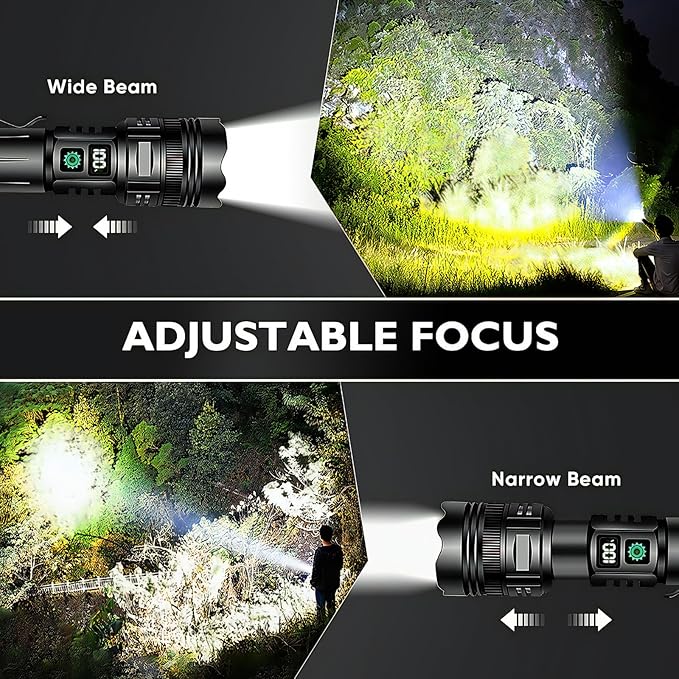 Flashlights Rechargeable 900000 High Lumens, 1500M Long Beam LED Handheld Flashlights, Super Bright Tactical Flashlight with Power Display & IPX6 Waterproof LED Flash Light for Camping Hiking