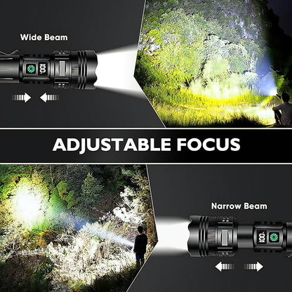 Flashlights Rechargeable 900000 High Lumens, 1500M Long Beam LED Handheld Flashlights, Super Bright Tactical Flashlight with Power Display & IPX6 Waterproof LED Flash Light for Camping Hiking