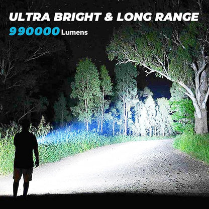 Rechargeable Led Flashlights High Lumens: 990,000 Lumen Super Bright Flashlight, 7 Modes with COB Work Light, IPX6 Waterproof, Powerful Handheld Flash Light for Home, Camping, Hiking