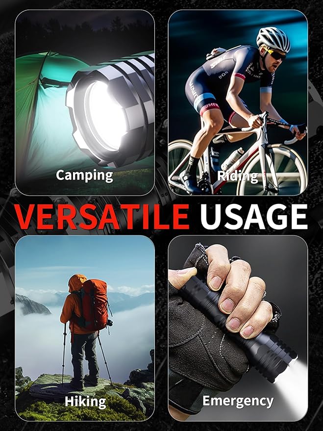 Mesqool Rechargeable Flashlights 2 Pack, 5 Lighting Modes 400 Lumen Bright Led Flashlight, IP68 Waterproof Flash Light for Camping, Walking, Hiking Emergency Lights for Home (Built-in Battery)