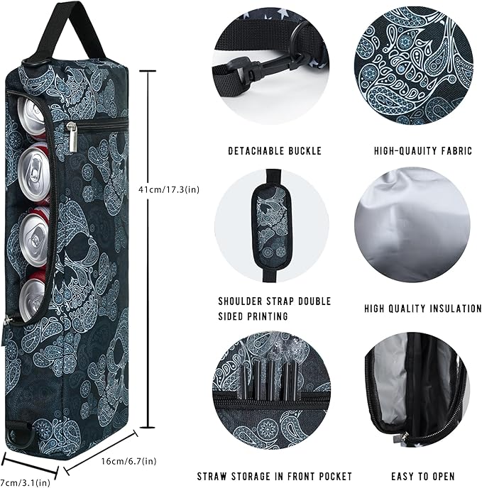Golf Cooler Bag Plus Ice Pack Soft Sided Insulated Cooler Bag- Holds 6 Pack of Cans or 2 Wine Bottles - Grey Camo Golf Beer Sleeve Black Fits Discreetly in Golf Bags