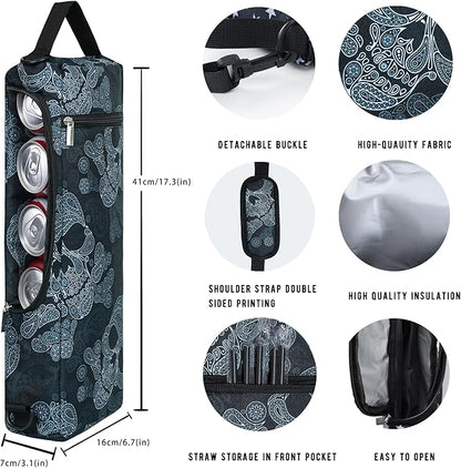 Golf Cooler Bag Plus Ice Pack Soft Sided Insulated Cooler Bag- Holds 6 Pack of Cans or 2 Wine Bottles - Grey Camo Golf Beer Sleeve Black Fits Discreetly in Golf Bags