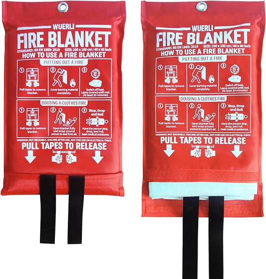 Fire Blanket for Home and Kitchen, 40" x 40", Emergency Fire Blanket, 2 Pack