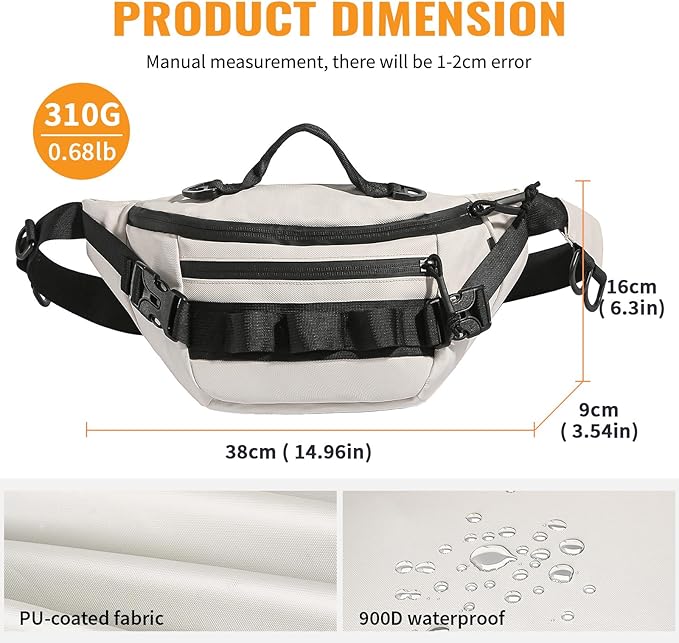 CamGo Tactical Fanny Pack for Men Women Military Waist Bag Molle Utility Hip Belt Pouch Crossbody Bags Bumbag for Cycling Hiking Walking Fishing White