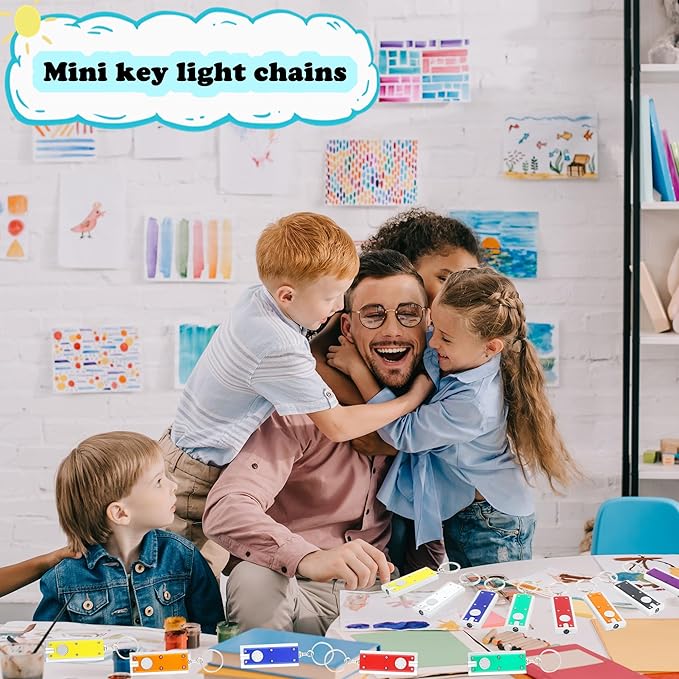 40 Packs Mini Flashlight Keychain Bulk Colorful Small Portable LED Lights Ultra Bright Flashlight Key Ring for Outdoor Camping Activity, 8 Colors