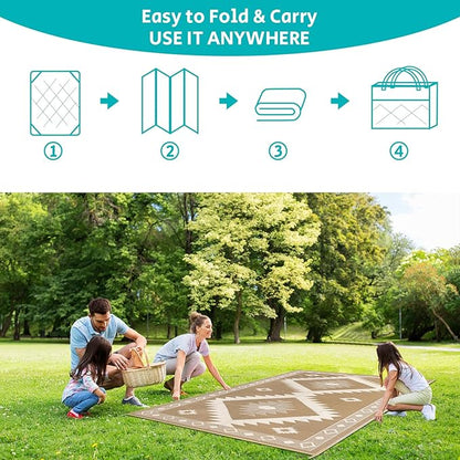 HEBE Outdoor Rug 6'x9' Waterproof for Patios Clearance, Reversible Plastic Straw Rug Camping Carpet, Indoor Outdoor Area Rugs Patio Mats for RV,Picnic,Backyard,Deck,Balcony,Porch