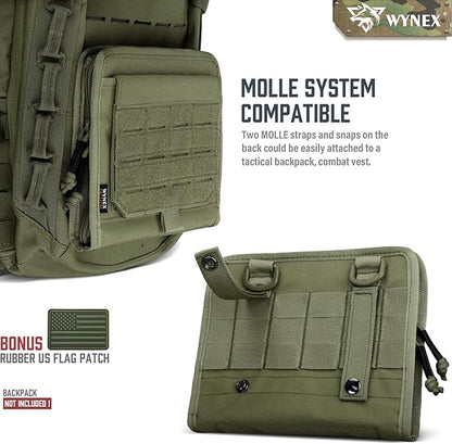 WYNEX Tactical Folding Admin Pouch, Molle Tool Bag of Laser-Cut Design, Utility Organizer EDC Medical Bag Modular Pouches Tactical Attachment Waist Pouch Include U.S Patch