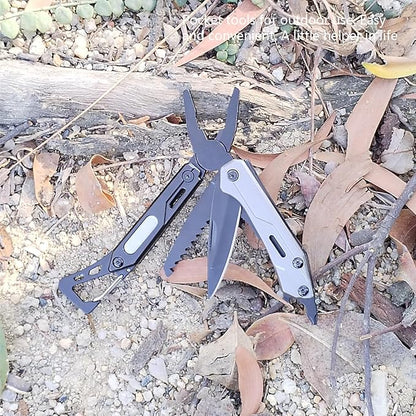 Mini pockets multitool 8-in-1 with Mini Tools Knife Pliers and Wood saw - Multi Tool All in One, camping and hiking gear, EDC gadgets, Pockets folding knife pliers. Christmas gift for man and dad