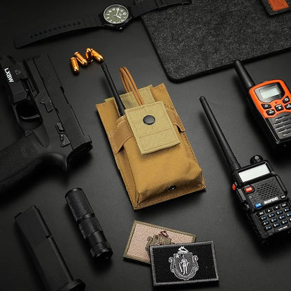 FRTKK Tactical Radio Holder Radio Holster Molle Radio Pouch Universal Radio Case Military Heavy Duty Radio Bag for Police Firefighter Two Ways Walkie Talkies Vest