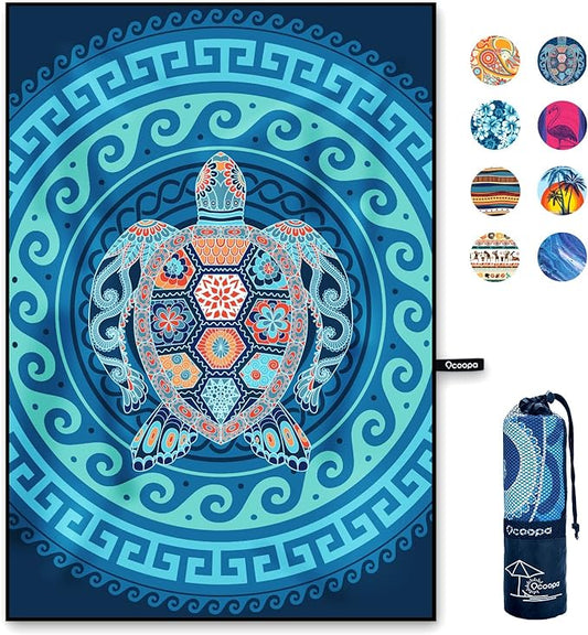OCOOPA Microfiber Beach Towel Fast Drying, Oversize 80" x 57" Sand Free Beach Towel Super Lightweight Towels for Swimming Pool, Camping, Picnic, Yoga Gym Sports